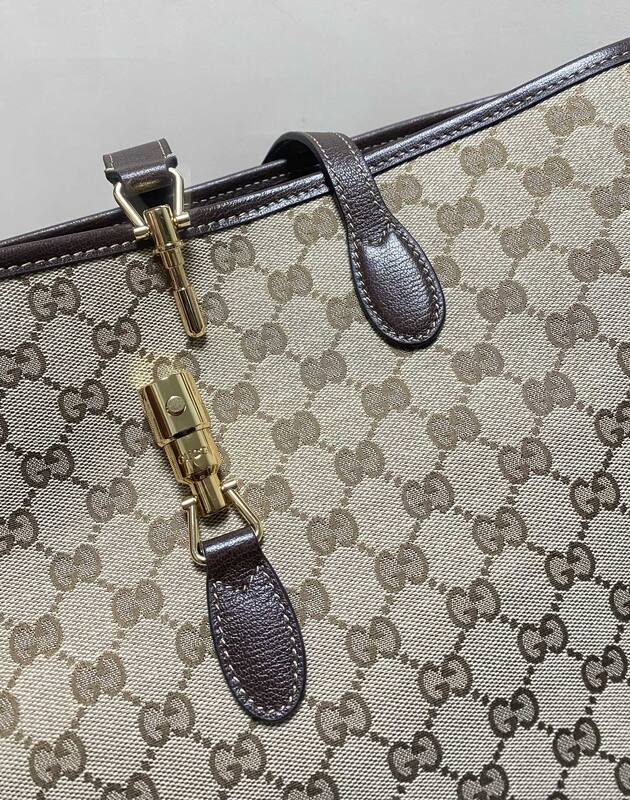 Gucci Jackie Beige GG canvas with brown leather tote — Top Quality Replica