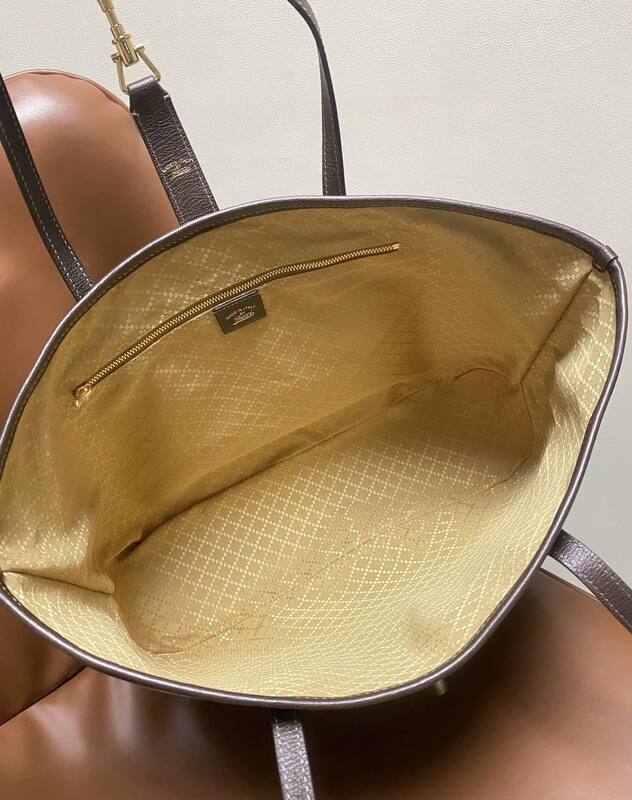 Gucci Jackie Beige GG canvas with brown leather tote — Top Quality Replica