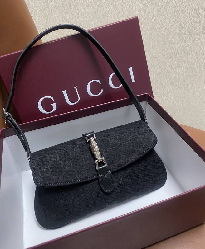 Gucci Jackie Black GG canvas 21 shoulder — AAA Quality Replica