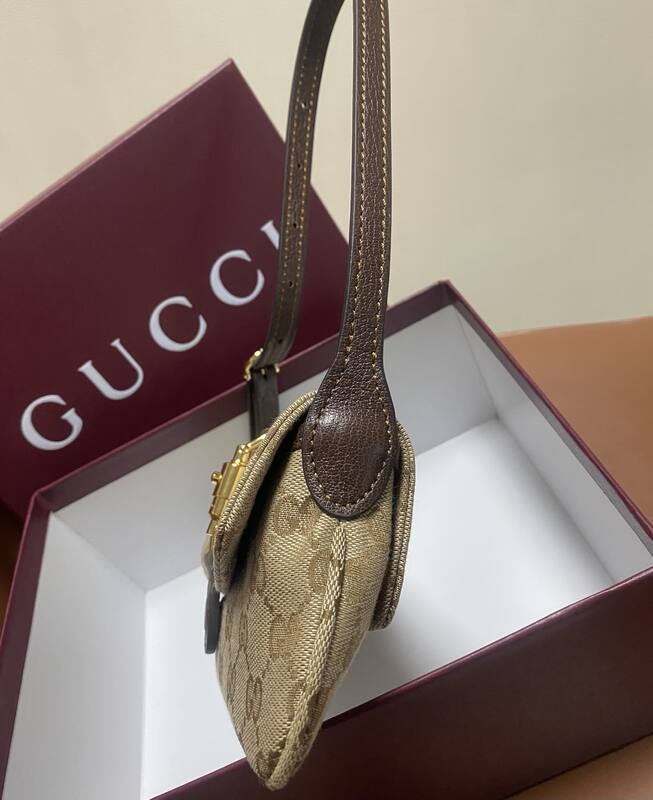 Gucci Jackie Beige GG canvas with brown leather trim 21 shoulder — Top Quality Replica