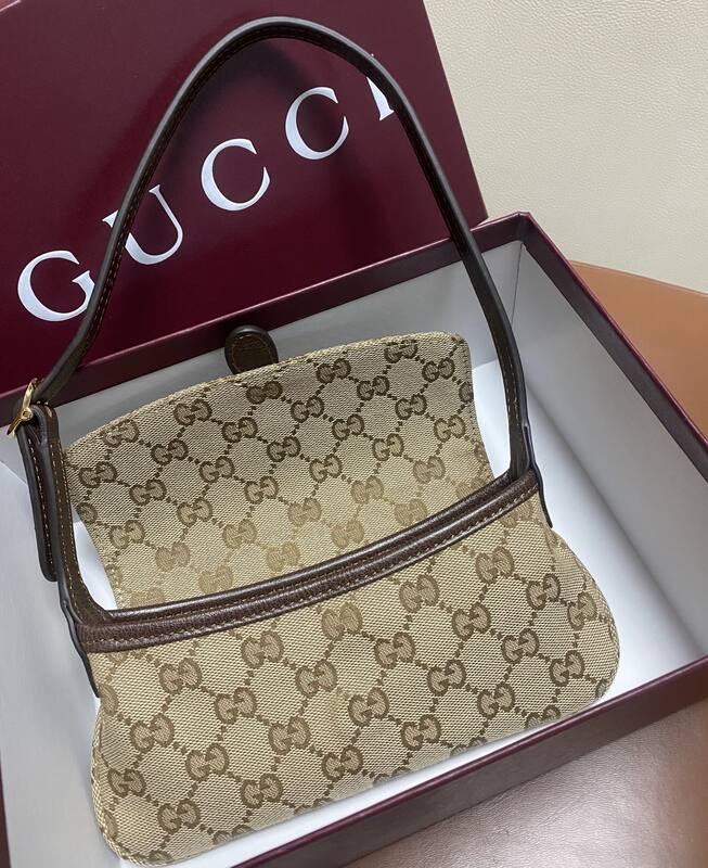 Gucci Jackie Beige GG canvas with brown leather trim 21 shoulder — Top Quality Replica