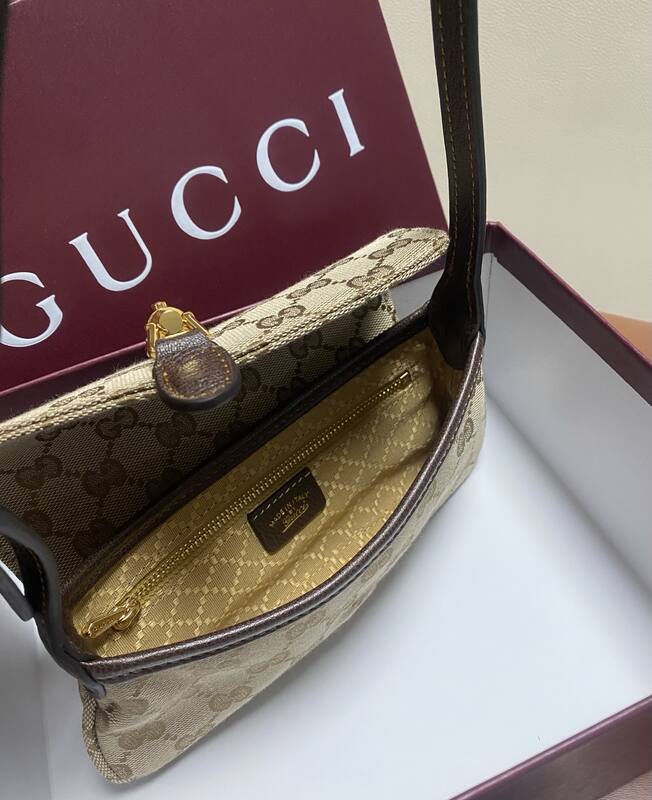 Gucci Jackie Beige GG canvas with brown leather trim 21 shoulder — Top Quality Replica