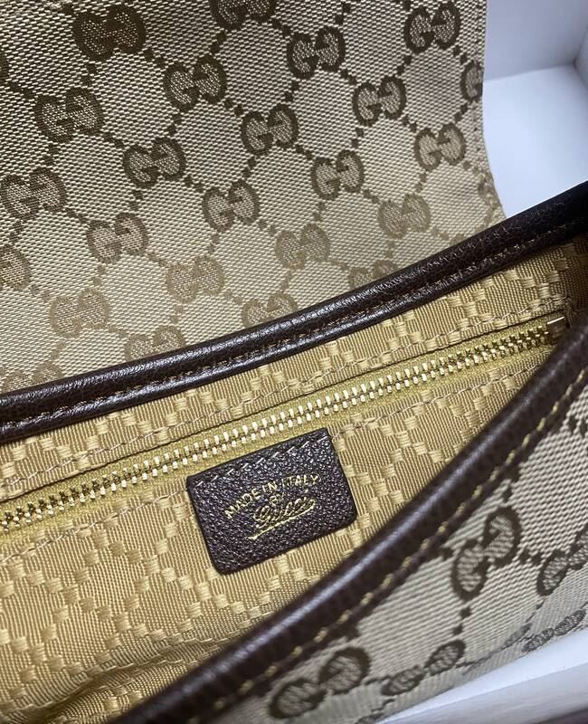 Gucci Jackie Beige GG canvas with brown leather trim 21 shoulder — Top Quality Replica