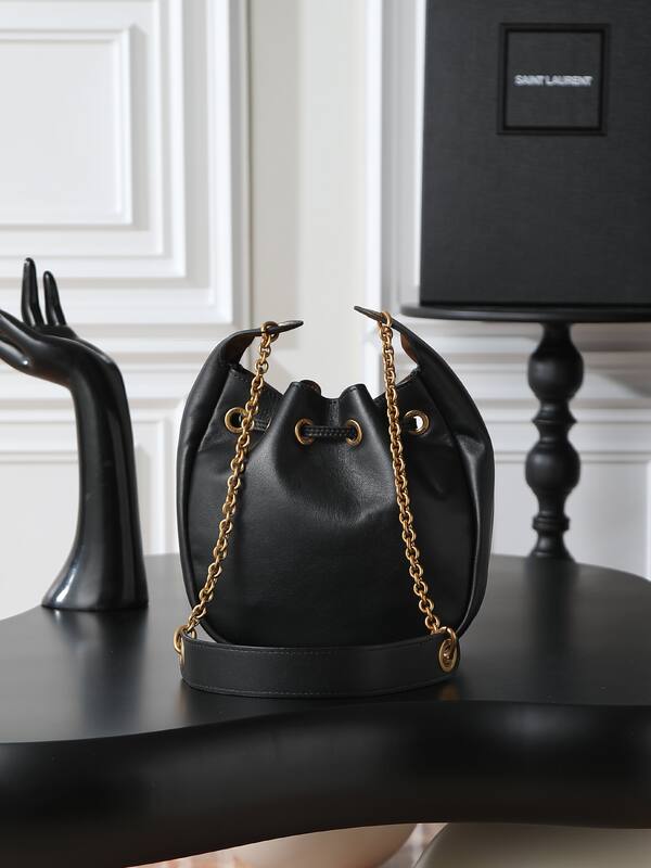Saint Laurent Le 37 Bucket Bag Black leather shoulder — Top Quality Replica