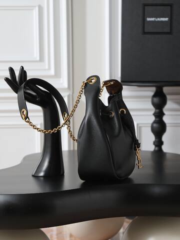 Saint Laurent Le 37 Bucket Bag Black leather shoulder Top Quality Replica