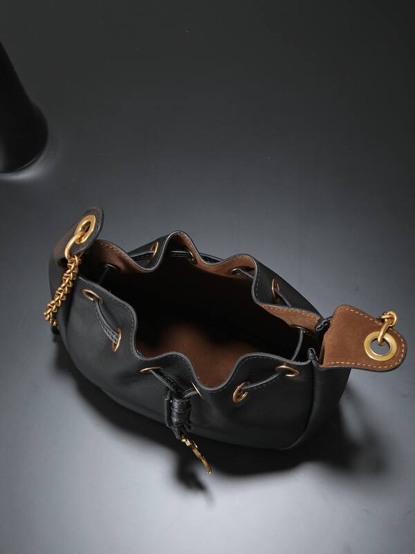 Saint Laurent Le 37 Bucket Bag Black leather shoulder — Top Quality Replica