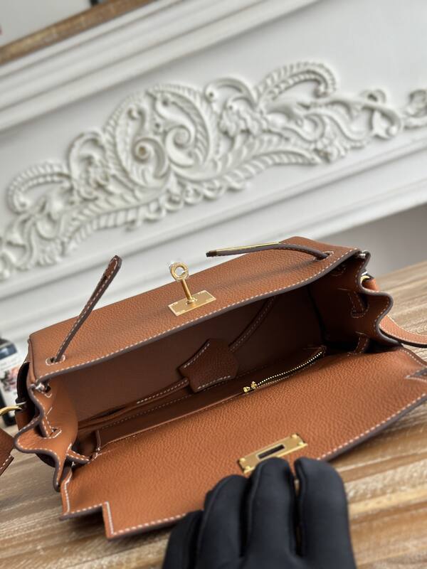 Hermes Kelly Messenger Brown Togo crossbody — AAA Quality Replica