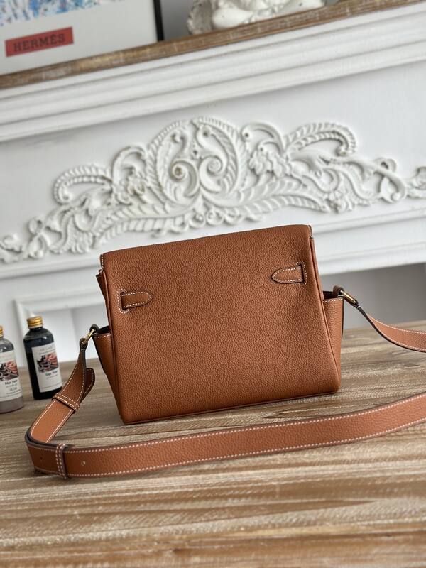 Hermes Kelly Messenger Brown Togo crossbody — AAA Quality Replica