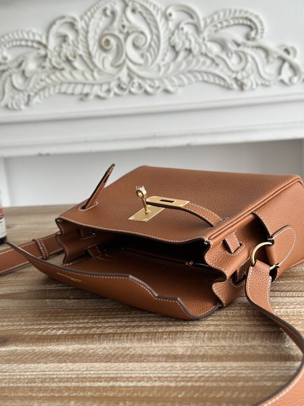 Hermes Kelly Messenger Brown Togo crossbody — AAA Quality Replica