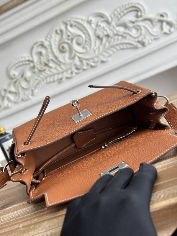 Hermes Kelly Messenger Gold Togo crossbody — 1:1 Replica