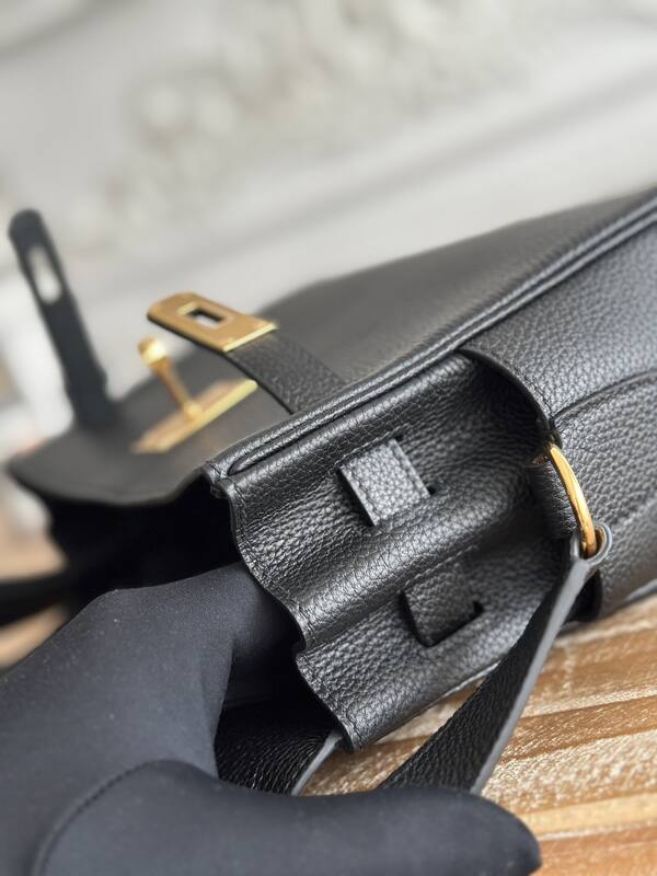 Hermes Kelly Messenger Black Togo crossbody — AAA Quality Replica