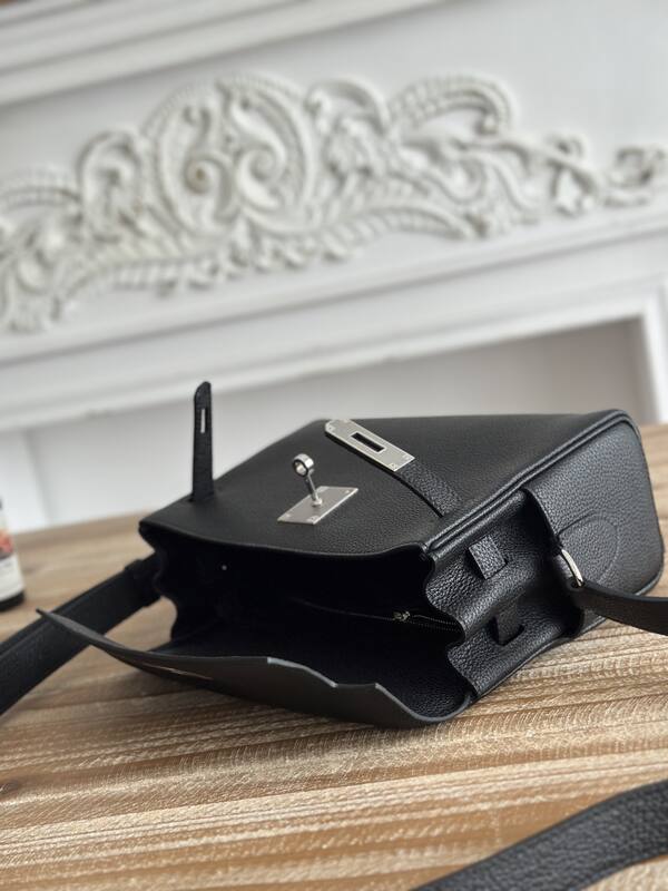 Hermes Kelly Messenger Black Togo crossbody — Top Quality Replica