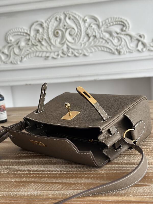 Hermes Kelly Messenger Etoupe Togo crossbody — AAA Quality Replica