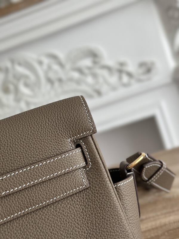 Hermes Kelly Messenger Etoupe Togo crossbody — AAA Quality Replica