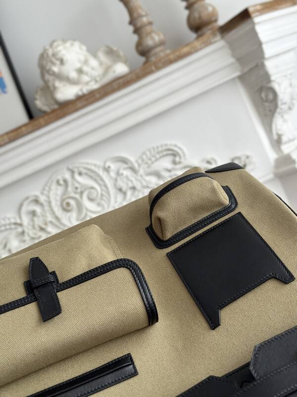 Hermes HAC Cargo Beige canvas and Black leather 40 travel — AAA Quality Replica