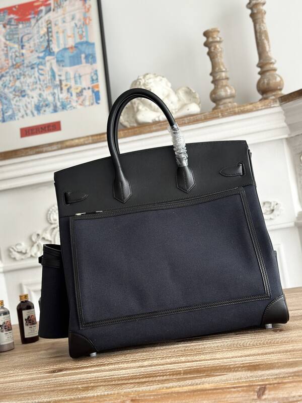 Hermes HAC Cargo Black canvas and leather 40 travel — Premium Replica