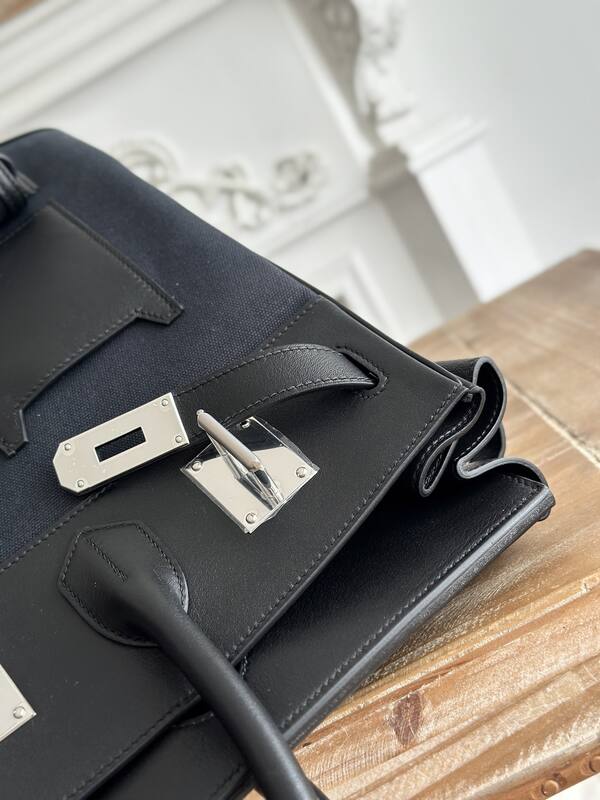 Hermes HAC Cargo Black canvas and leather 40 travel — Premium Replica