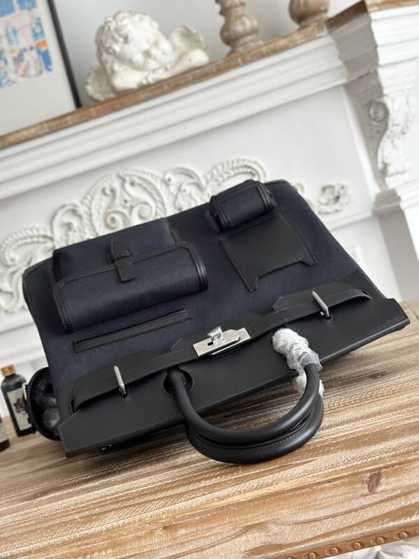 Hermes HAC Cargo Black canvas and leather 40 travel — Premium Replica
