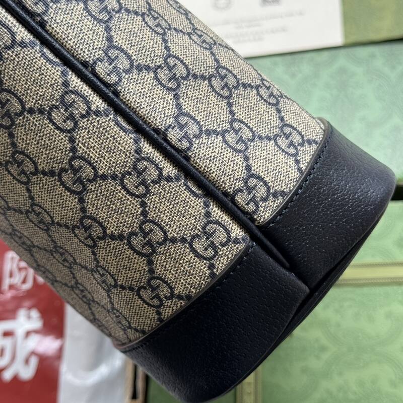 Gucci GG Supreme tote Beige Blue GG Supreme with Black leather — Premium Replica