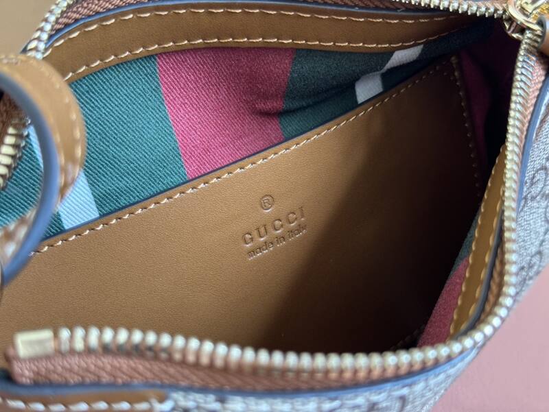 Gucci Ophidia Beige Ebony GG Supreme with Brown leather trim shoulder — Premium Replica