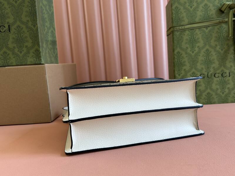 Gucci Ophidia 651055 GG Supreme beige ebony with white trim 25x17 crossbody — Top Quality Replica