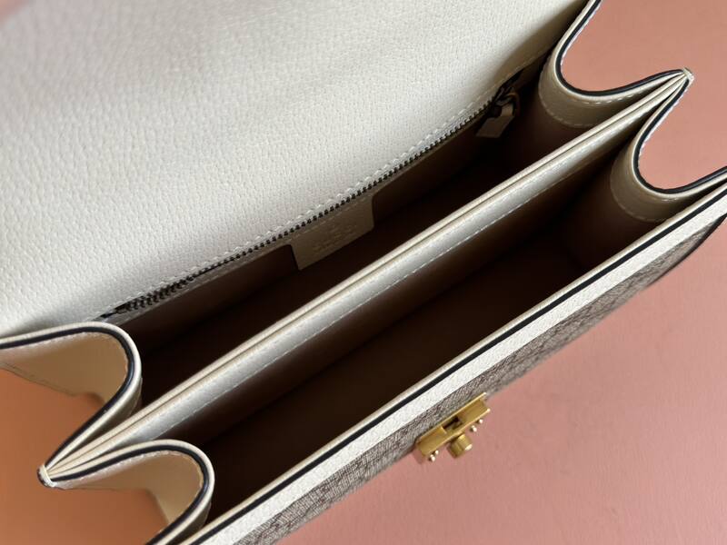 Gucci Ophidia 651055 GG Supreme beige ebony with white trim 25x17 crossbody — Top Quality Replica