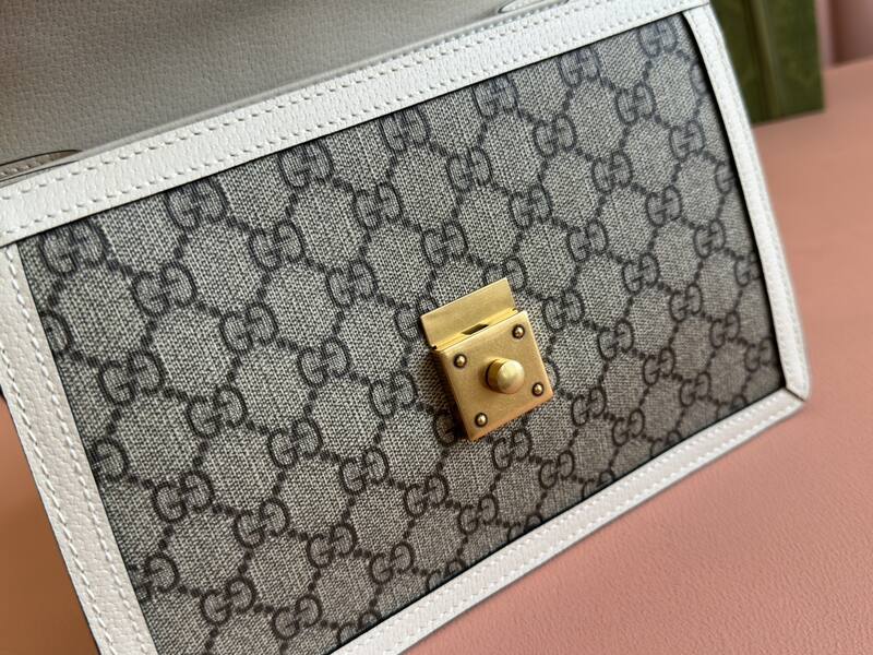 Gucci Ophidia 651055 GG Supreme beige ebony with white trim 25x17 crossbody — Top Quality Replica