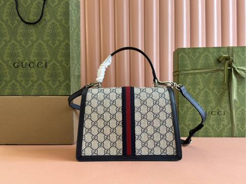 Gucci Ophidia 651055 Beige Ebony GG Supreme with black leather trim 25x17 5x7cm crossbody 1 1 Replica