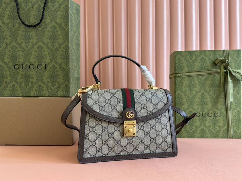 Gucci Ophidia 651055 GG Supreme Beige Ebony 25x17 top handle crossbody — 1:1 Replica