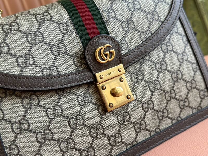 Gucci Ophidia 651055 GG Supreme Beige Ebony 25x17 top handle crossbody — 1:1 Replica