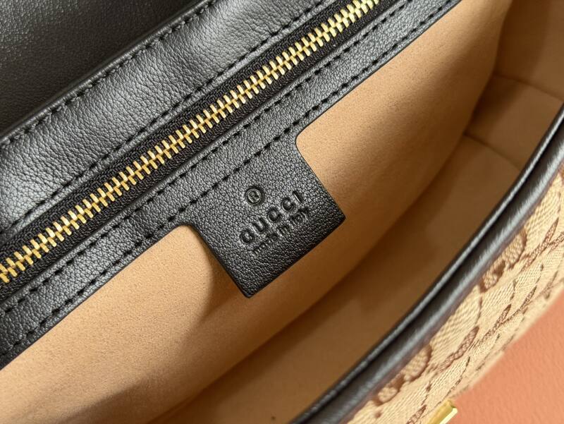 Gucci Marmont Beige GG canvas with black trim shoulder — Premium Replica