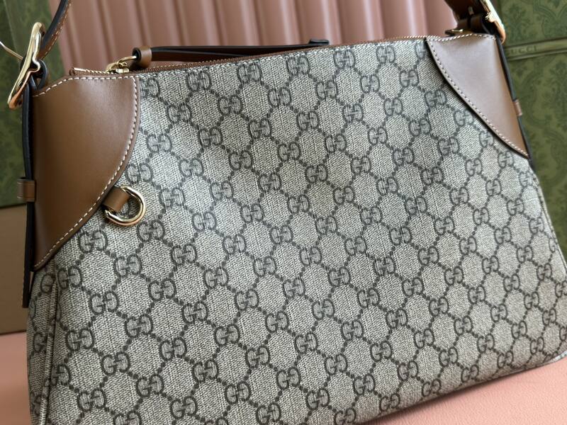 Gucci Ophidia GG Supreme Beige Ebony with Brown leather shoulder — 1:1 Replica