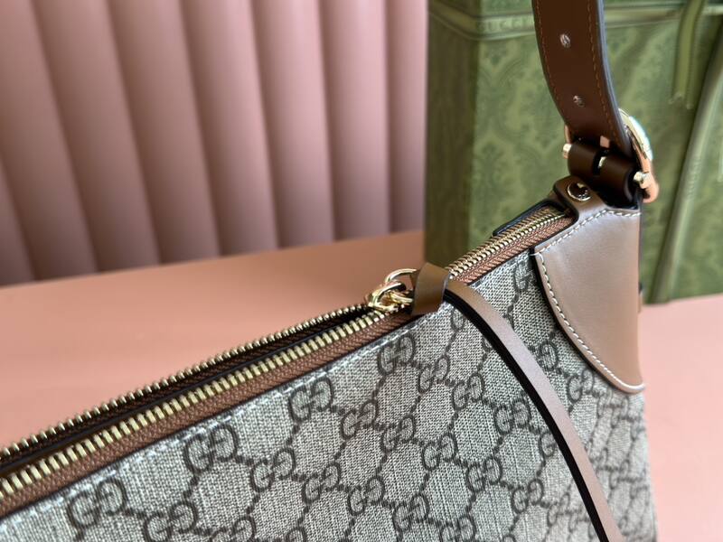 Gucci Ophidia GG Supreme Beige Ebony with Brown leather shoulder — 1:1 Replica