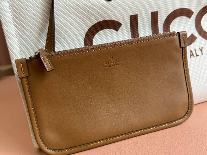 Gucci White and brown leather canvas tote — Top Quality Replica