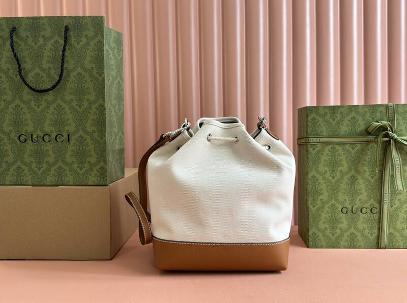 Gucci Beige canvas with brown leather crossbody — Top Quality Replica