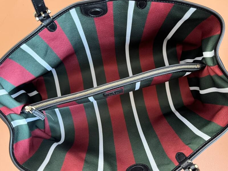 Gucci Ophidia GG Supreme beige ebony with black leather trim tote — AAA Quality Replica