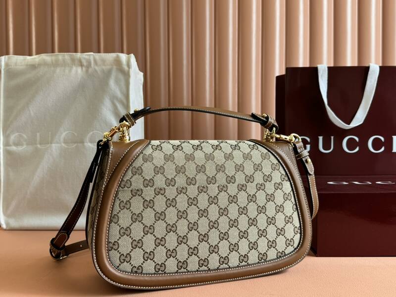 Gucci Blondie GG canvas with brown leather trim crossbody — Premium Replica