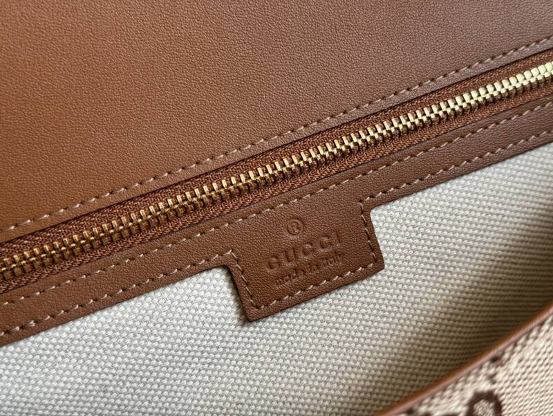 Gucci Blondie GG canvas with brown leather trim crossbody — Premium Replica