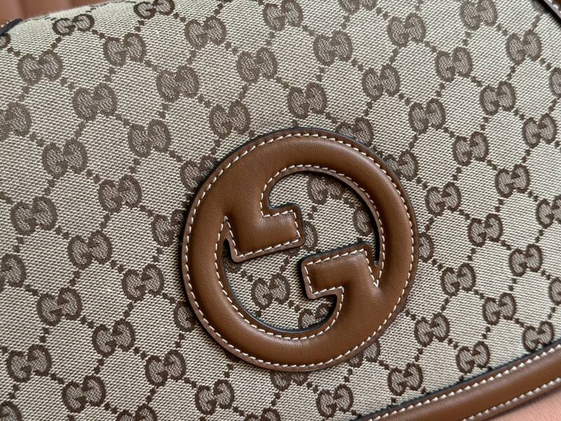 Gucci Blondie GG canvas with brown leather trim crossbody — Premium Replica