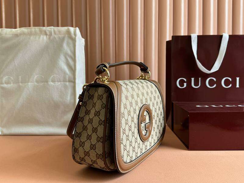 Gucci Blondie GG canvas with brown leather trim crossbody — Premium Replica