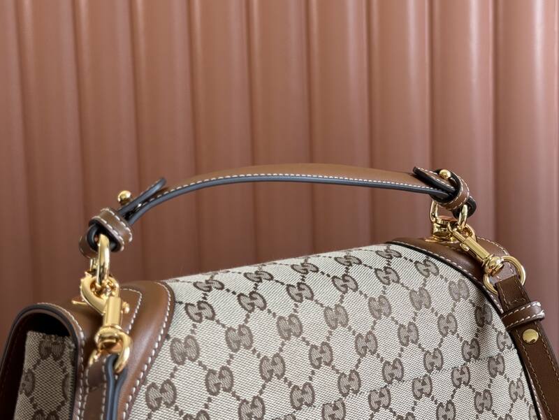 Gucci Blondie GG canvas with brown leather trim crossbody — Premium Replica