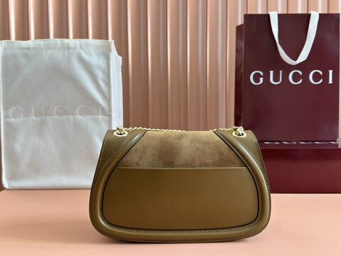 Gucci Blondie Brown suede and leather shoulder Top Quality Replica