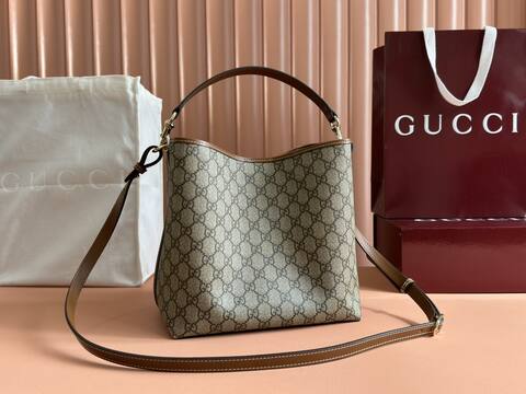 Gucci GG Emblem Beige GG canvas with brown leather crossbody Top Quality Replica