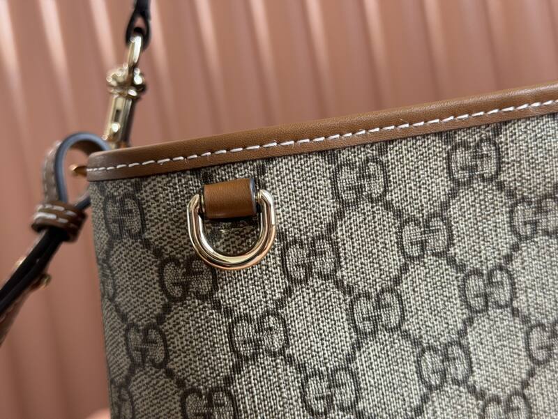 Gucci GG Emblem Beige GG canvas with brown leather crossbody — Top Quality Replica