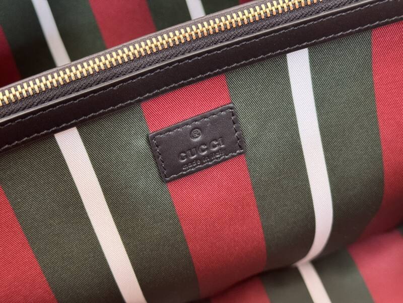 Gucci GG Emblem Beige GG canvas with black leather trim tote — Top Quality Replica
