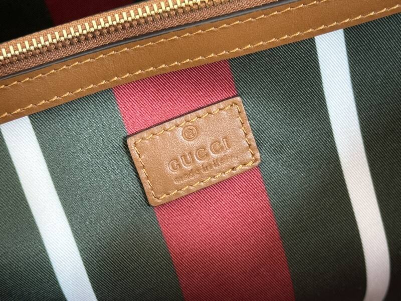 Gucci GG Emblem Beige Ebony GG Supreme with Brown leather trim tote — Top Quality Replica