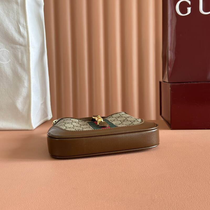 Gucci Jackie 1961 Beige Ebony GG Supreme with brown leather mini shoulder — Top Quality Replica
