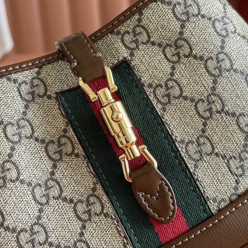 Gucci Jackie 1961 Beige Ebony GG Supreme with brown leather mini shoulder — Top Quality Replica