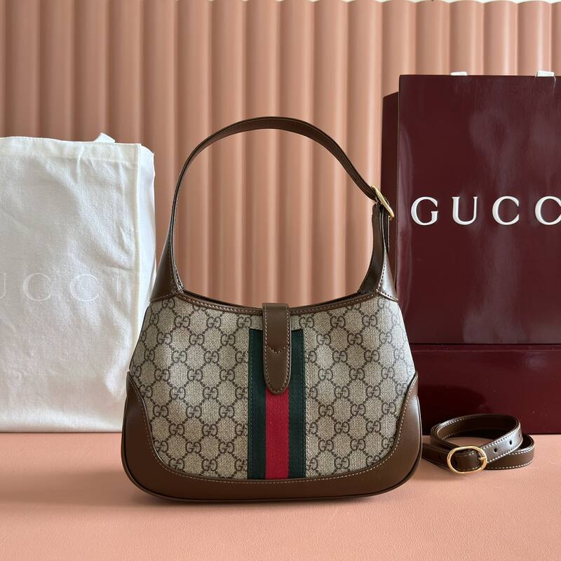Gucci Jackie 1955 GG Supreme beige with brown leather shoulder — AAA Quality Replica