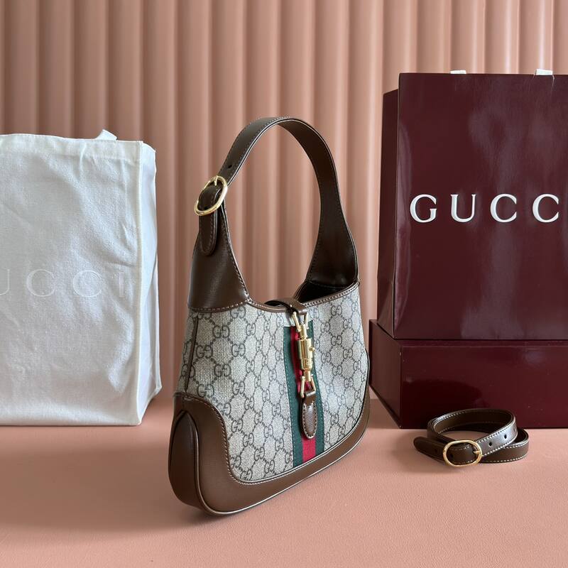 Gucci Jackie 1955 GG Supreme beige with brown leather shoulder — AAA Quality Replica